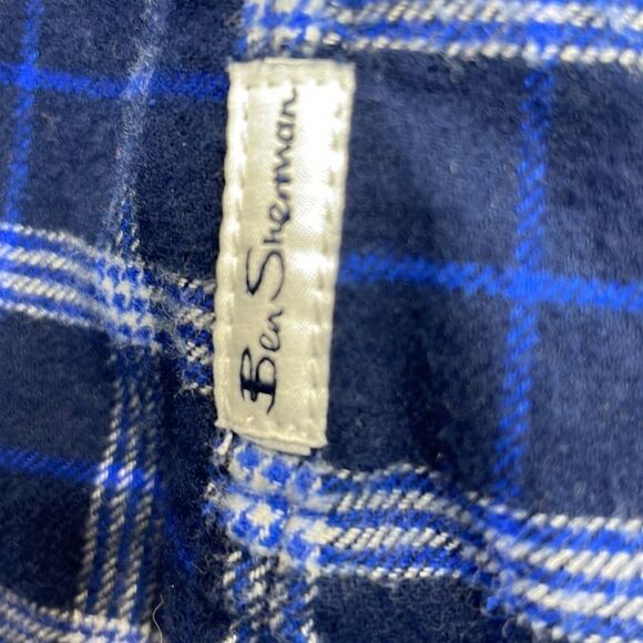 Ben Sherman Men’s Window Pane Plaid Shirt Button Up Long Sleeve Dark Blue  2XL - Picture 7 of 12